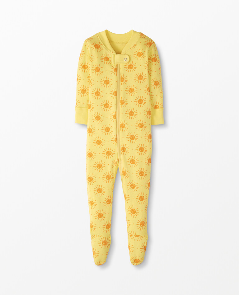 Baby Zip Footed Sleeper In Organic Cotton in Sunshine Day - main