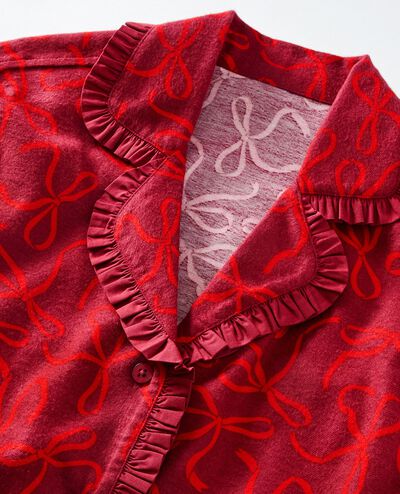 Women's Holiday HannaSoft™ Flannel Pajama Set in Bows on Beet Red - main