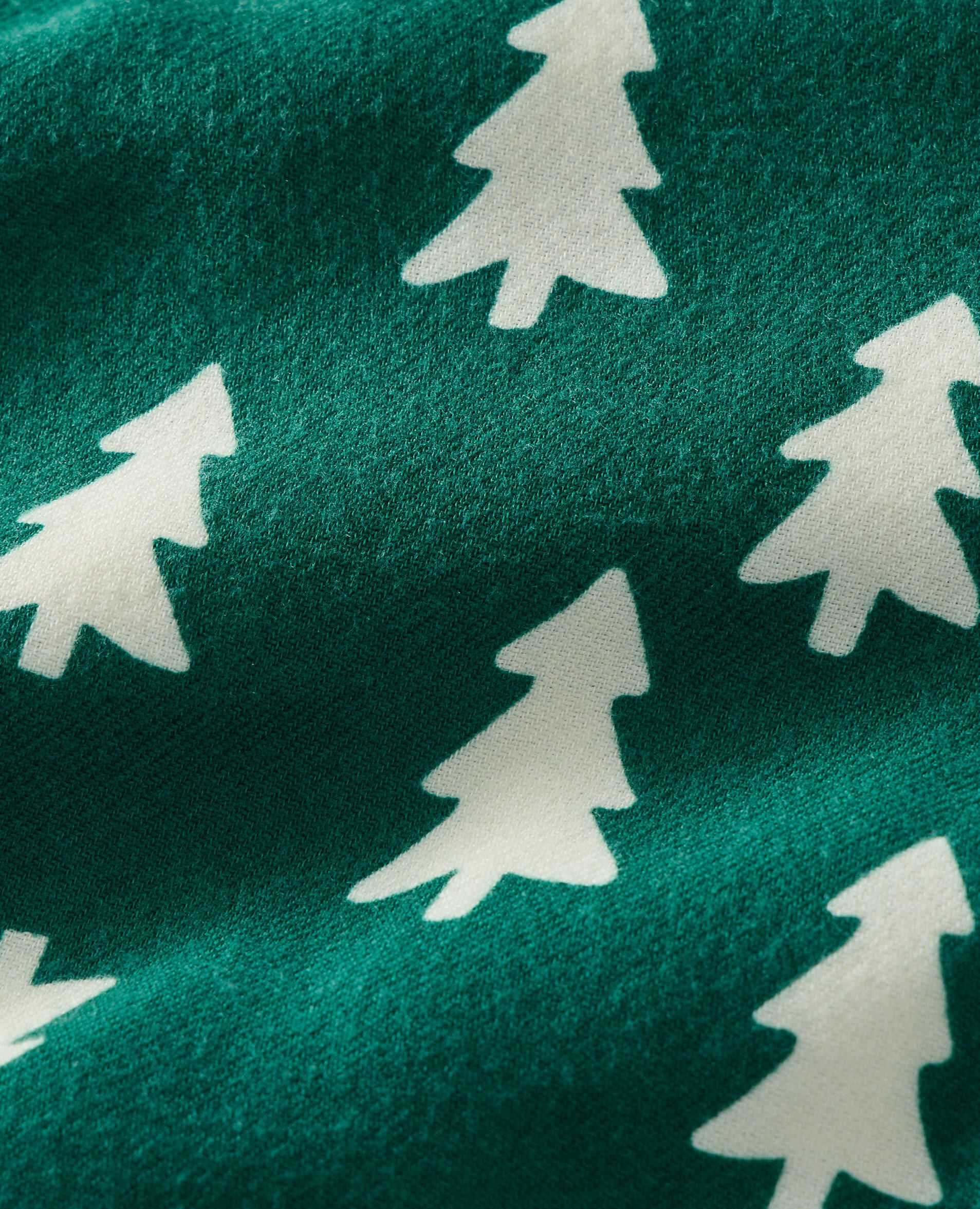 Holiday Ruffle Flannel Pajama Set in Happy Trees on Green - main