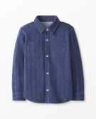 Herringbone Button Down In French Terry in Navy Blue - main