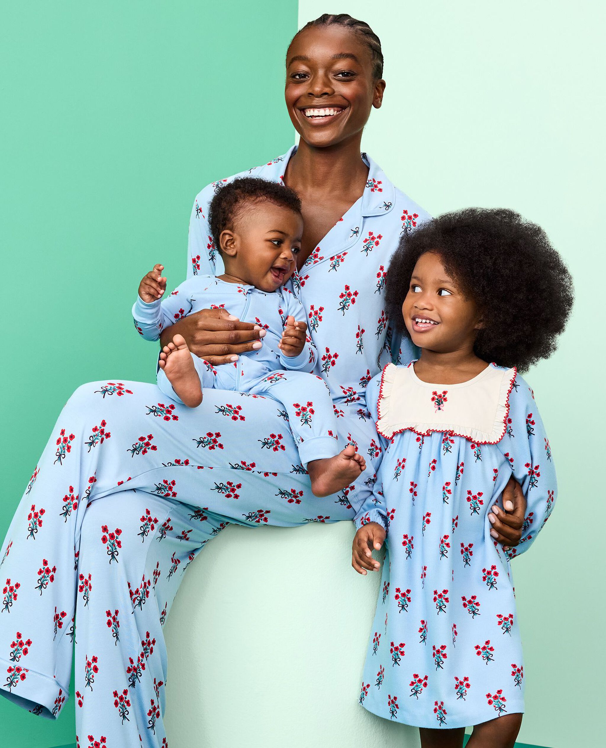 Holiday HannaSoft™ Stretch Sleeper in Bouquets on Powder Blue - main