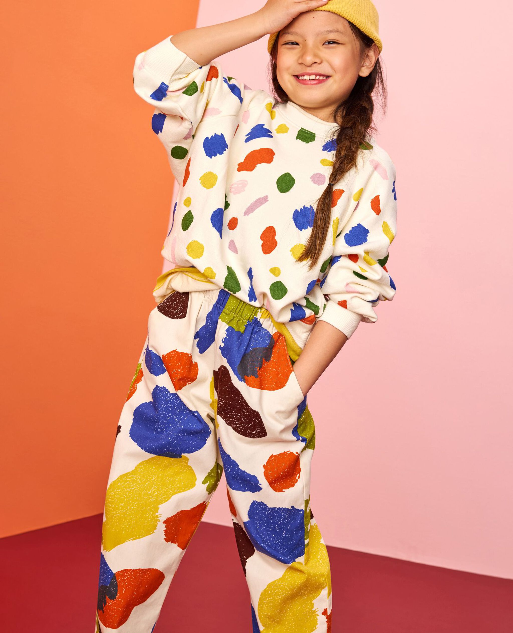French Terry Bubble Sweatshirt in Art Class on Ecru - main