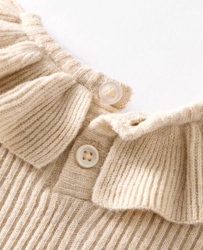 Baby Ruffle Collar Sweater Dress in Oat Heather - main