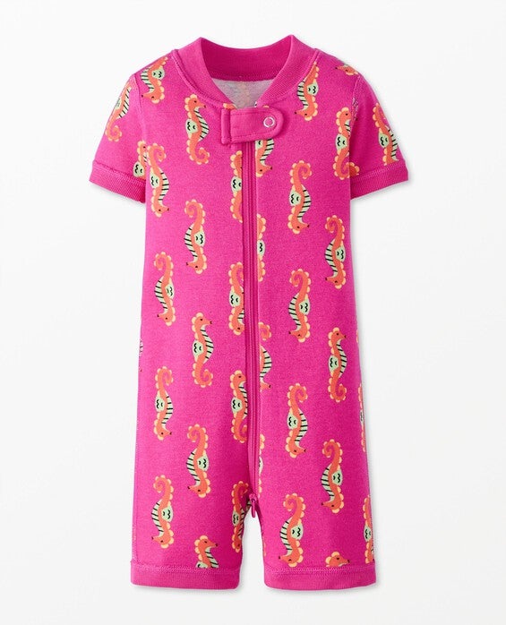 Toddler HannaJams™ Sleeper Pajamas in Summer The Seahorse On Pink Peony - 100% Cotton - Girls' Size 2 by Hanna Andersson