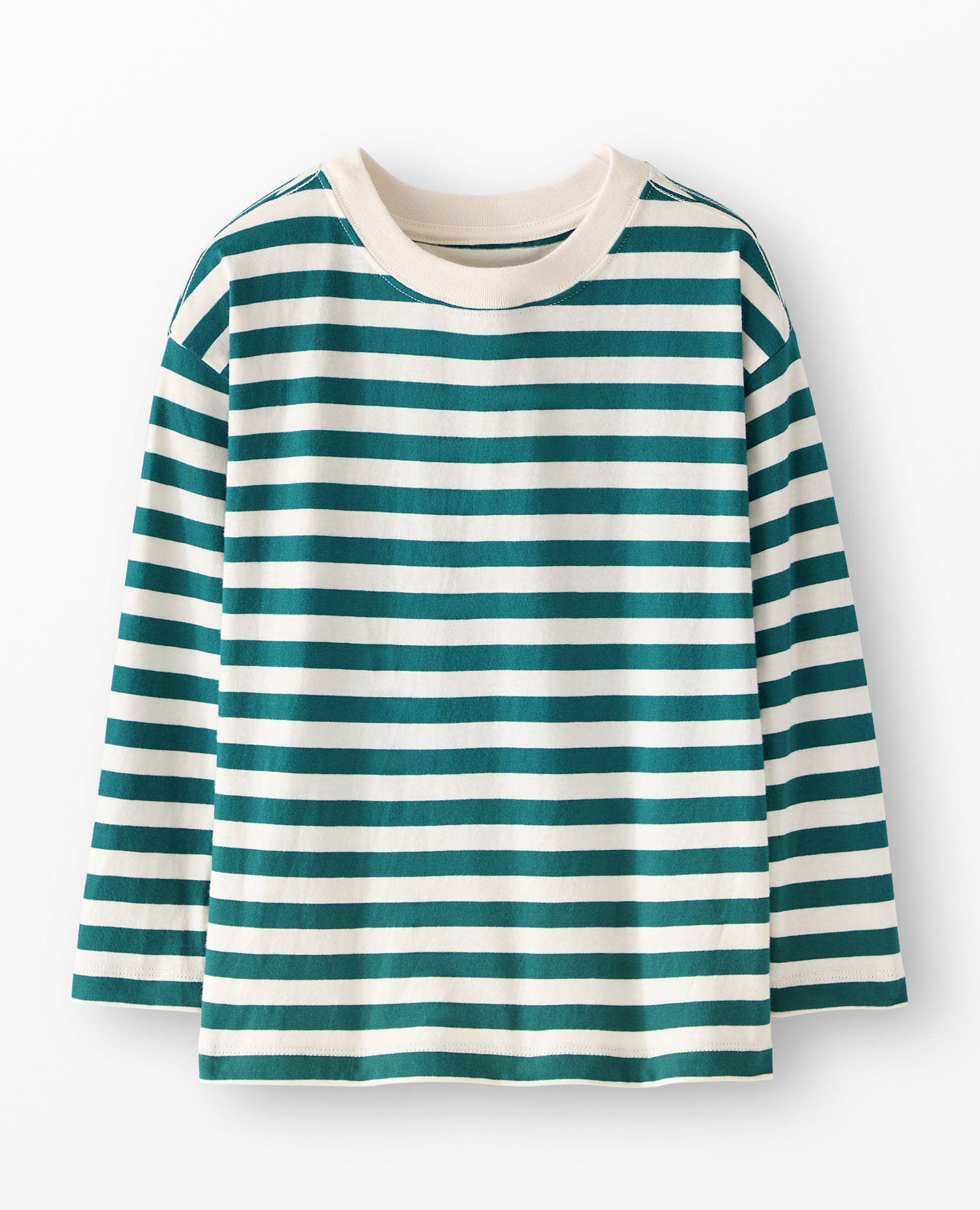 Long Sleeve Relaxed Fit T-Shirt in Everglade/Ecru - main