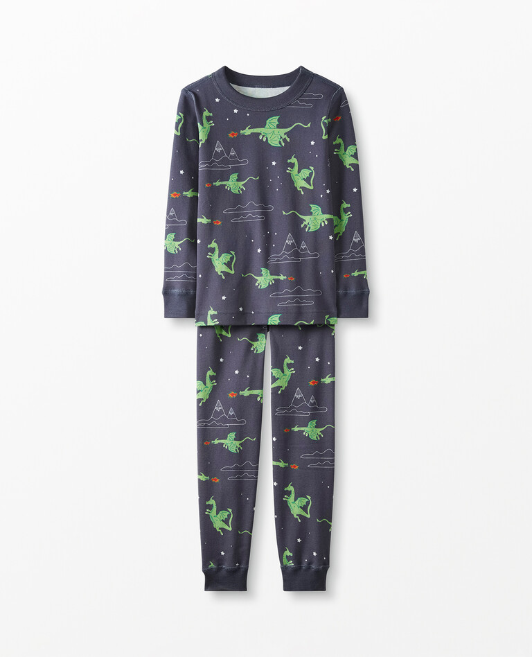 Long John Pajamas In Organic Cotton in Great Green Dragon - main