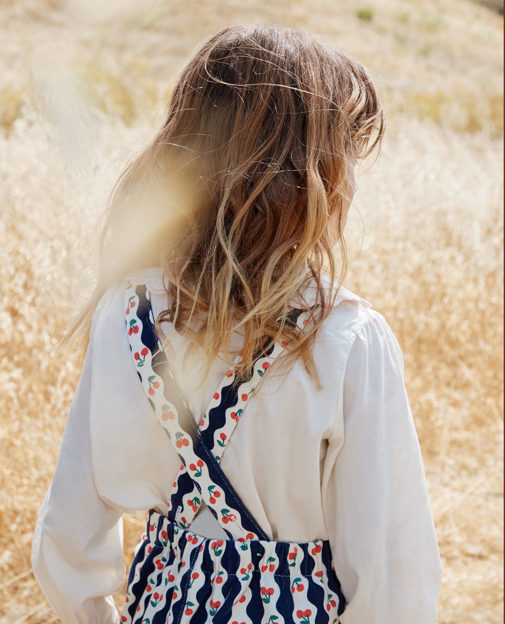 Printed Twill Overalls in Cherry Wallpaper - main