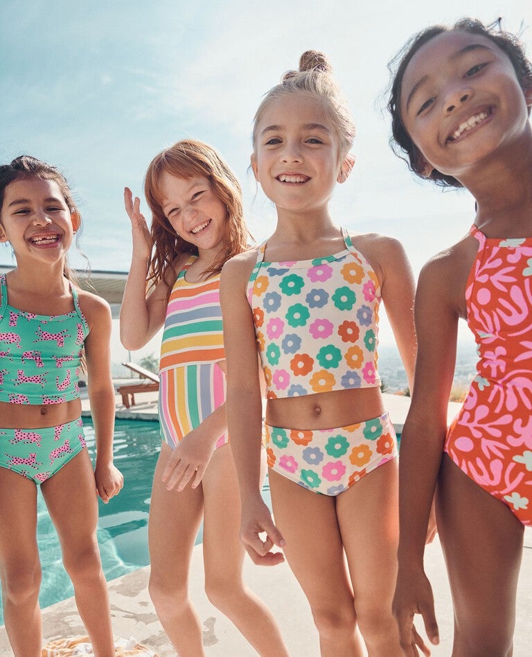 One-Piece Cut-Out Swimsuit in Colorful Rainbow Stripe - main