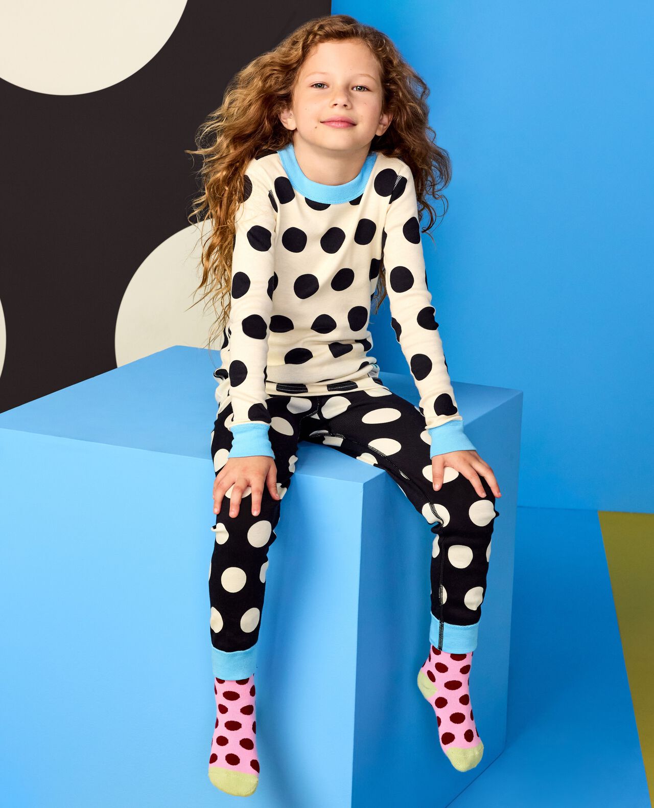 Dusen Dusen HannaJams⢠Pajama Set in Sweet Corn/Caviar Dots - main