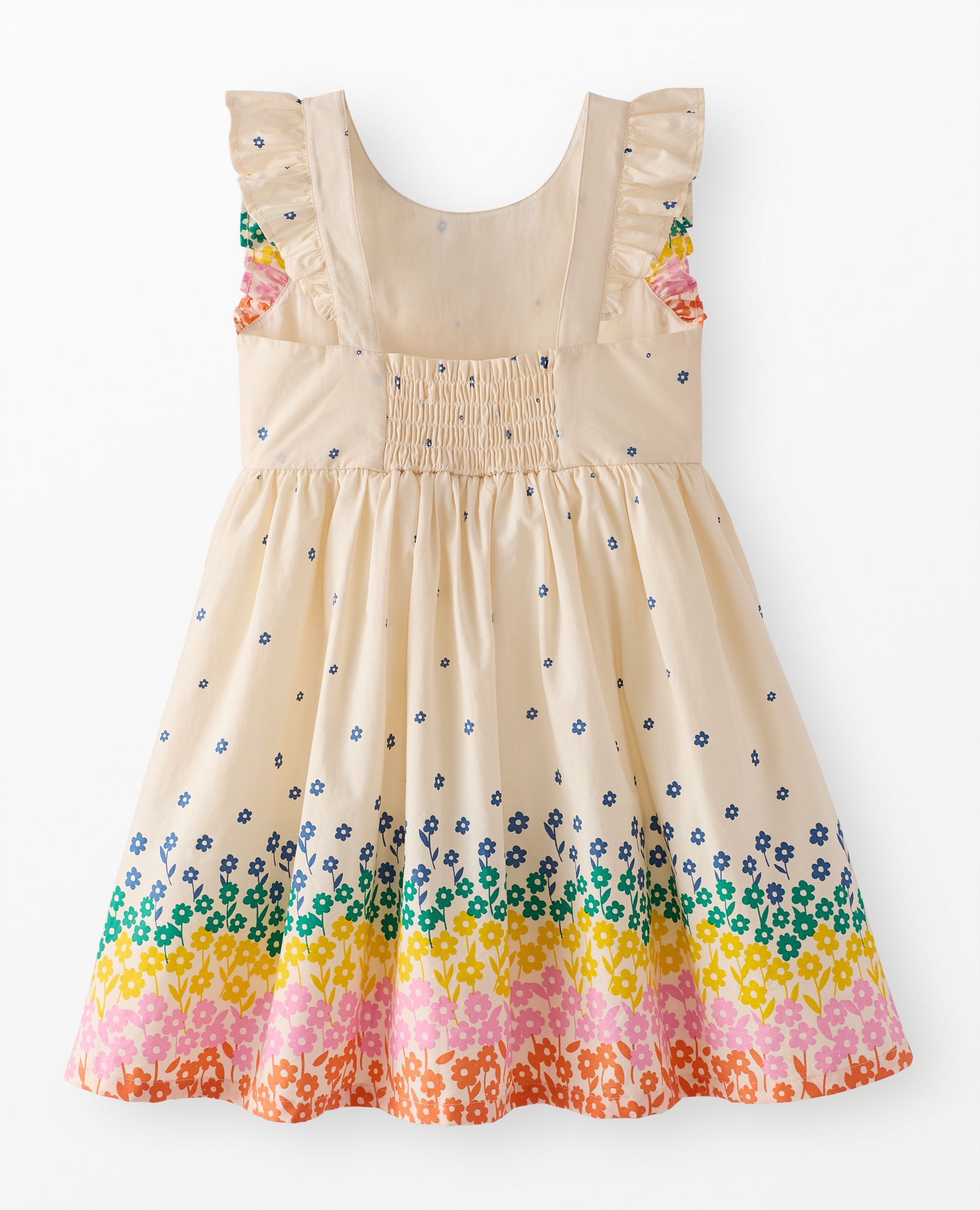 Ruffle Sleeve Poplin Dress in Signs of Spring on Ecru - main