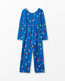 Valentines Knit Jumpsuit In Cotton Jersey in Mini Hearts on Blue - main