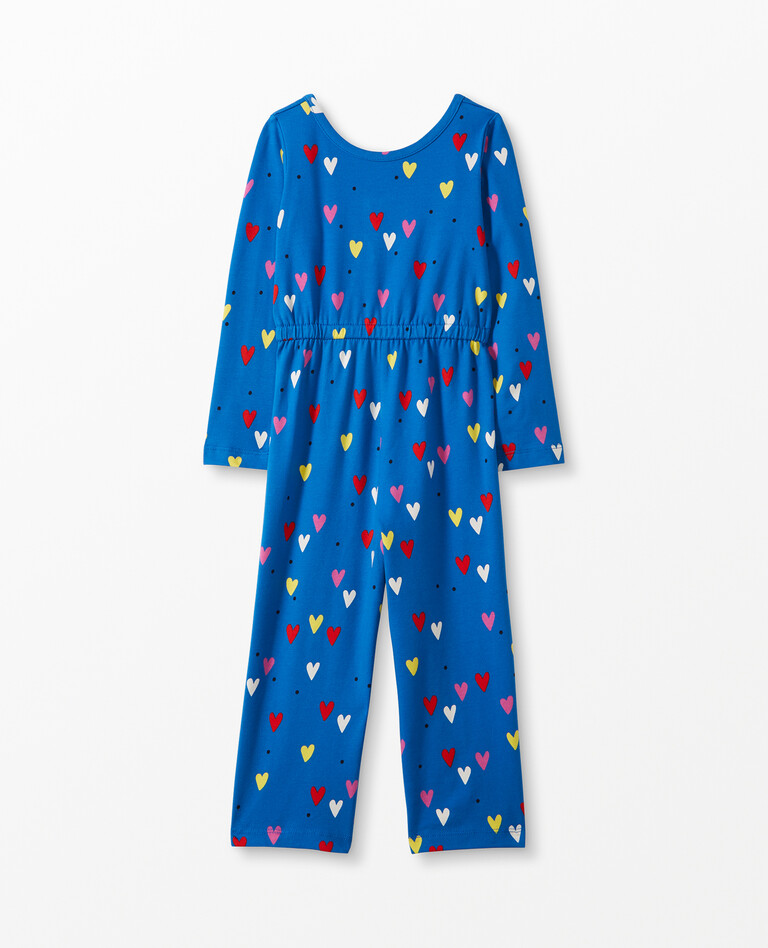Valentines Knit Jumpsuit In Cotton Jersey in blue multi heart - main