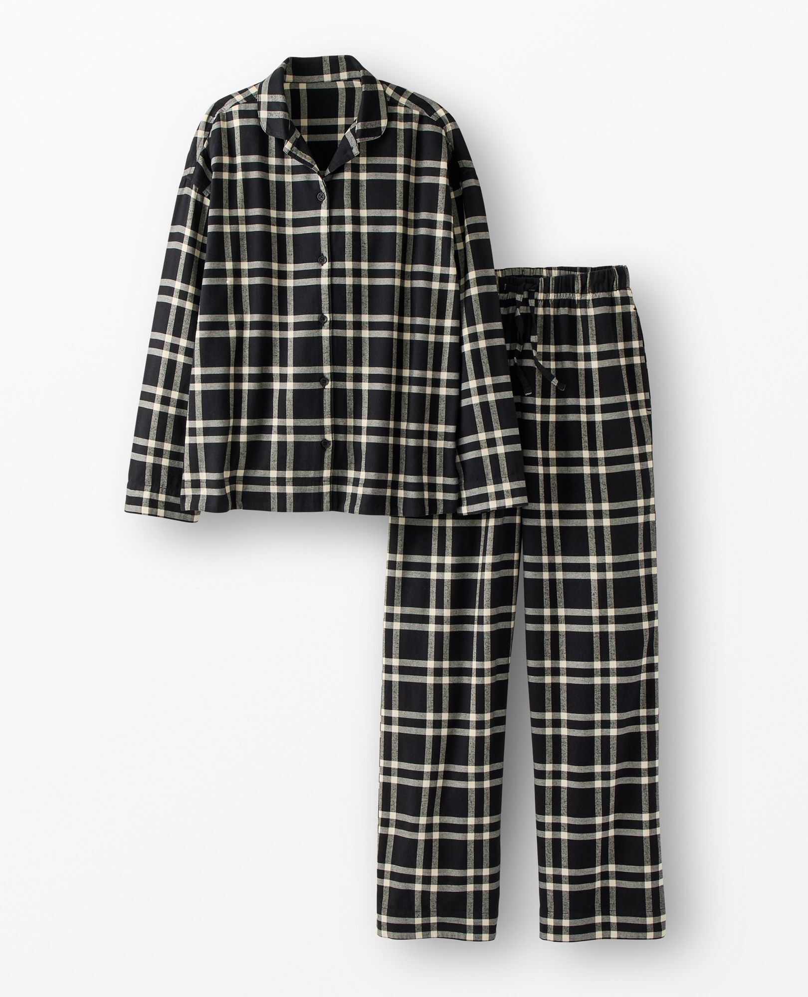 Women's Holiday Flannel Pajama Set in Black Tonal Plaid - main