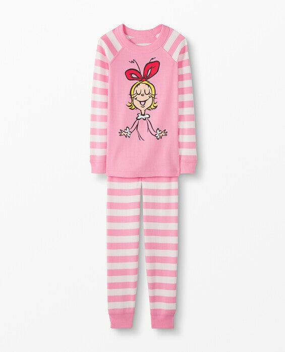 Girls' Dr. Seuss Character Long John Pajama Set, Cindy Lou Who in 100% Cotton - Size Little Kids 6-7 by Hanna Andersson