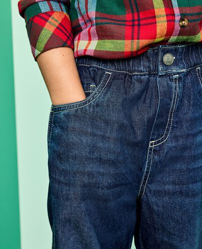 Denim Pull-On Lined Pants in Med-Dark Wash - main