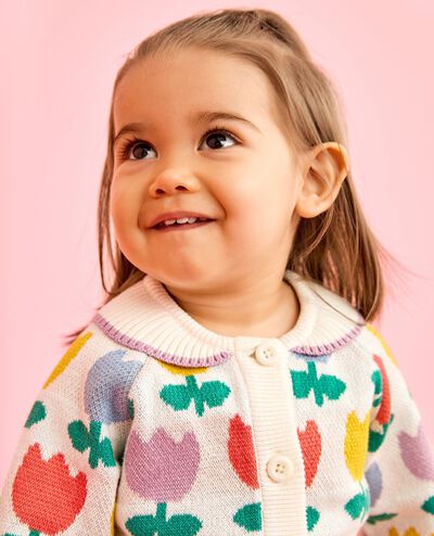 Baby Cardigan Sweater & Bloomers Set in Rainbow Tulips - main