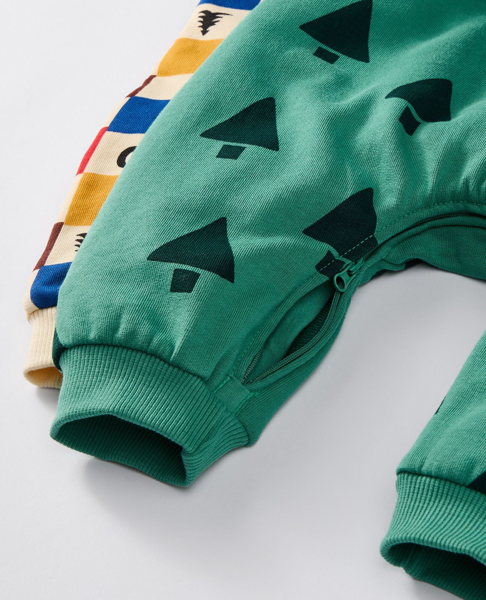 Baby Holiday Oversized French Terry Romper in Happy Green Trees on Green - main