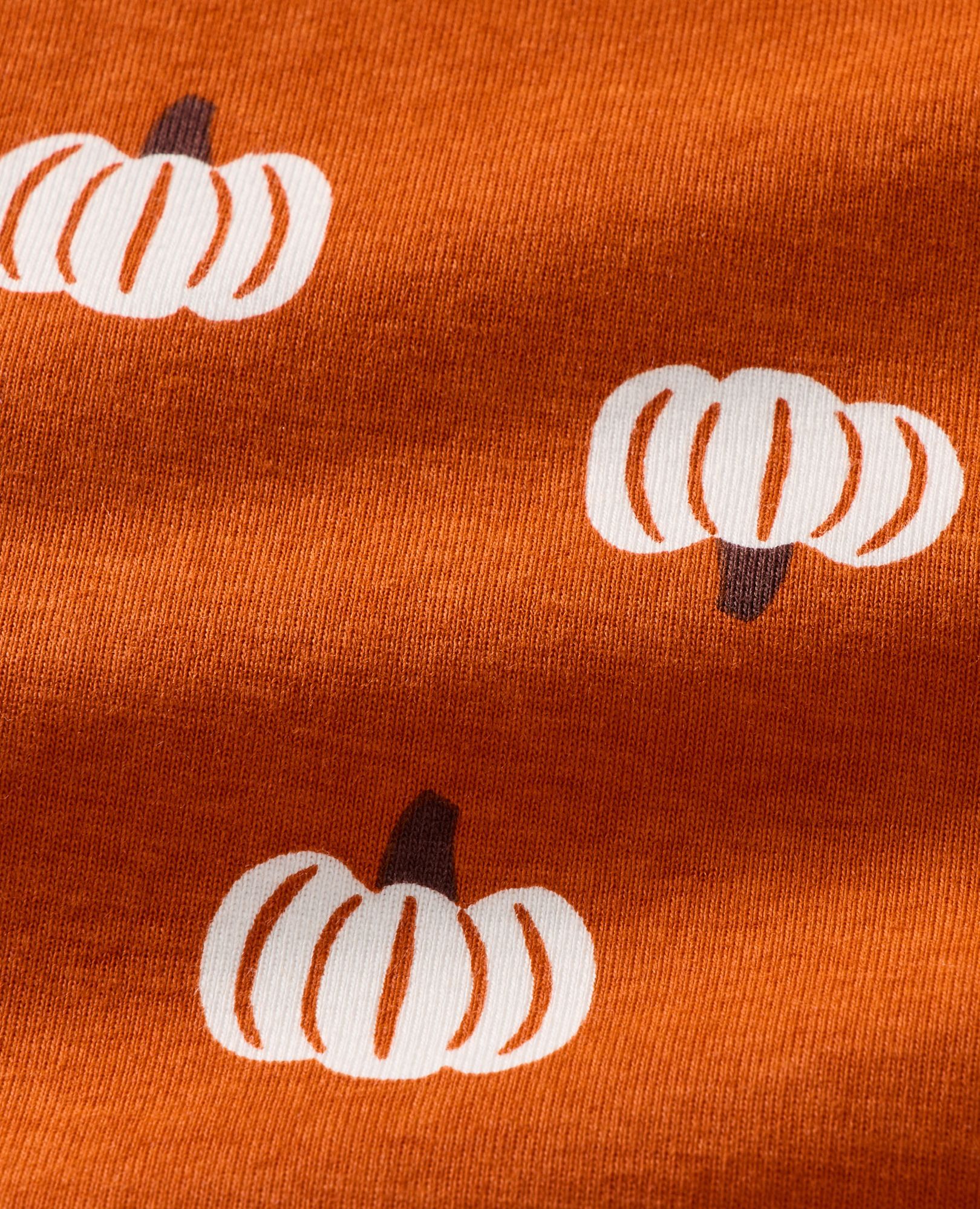 Women's Halloween Wide Leg Pajama Set in Pumpkins on Orange - main