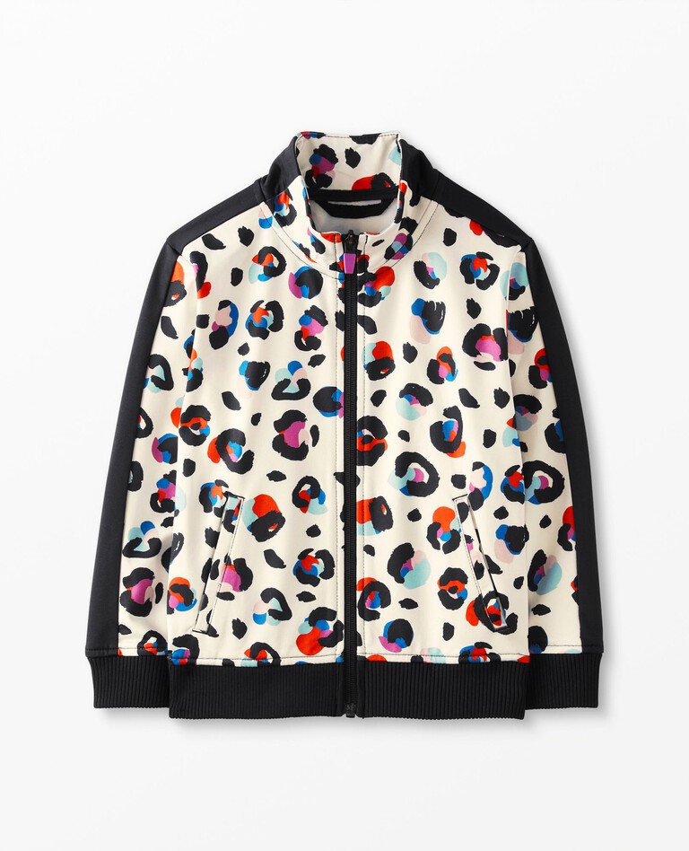 Colorblock Knit Track Jacket in Colorful Leopard - main