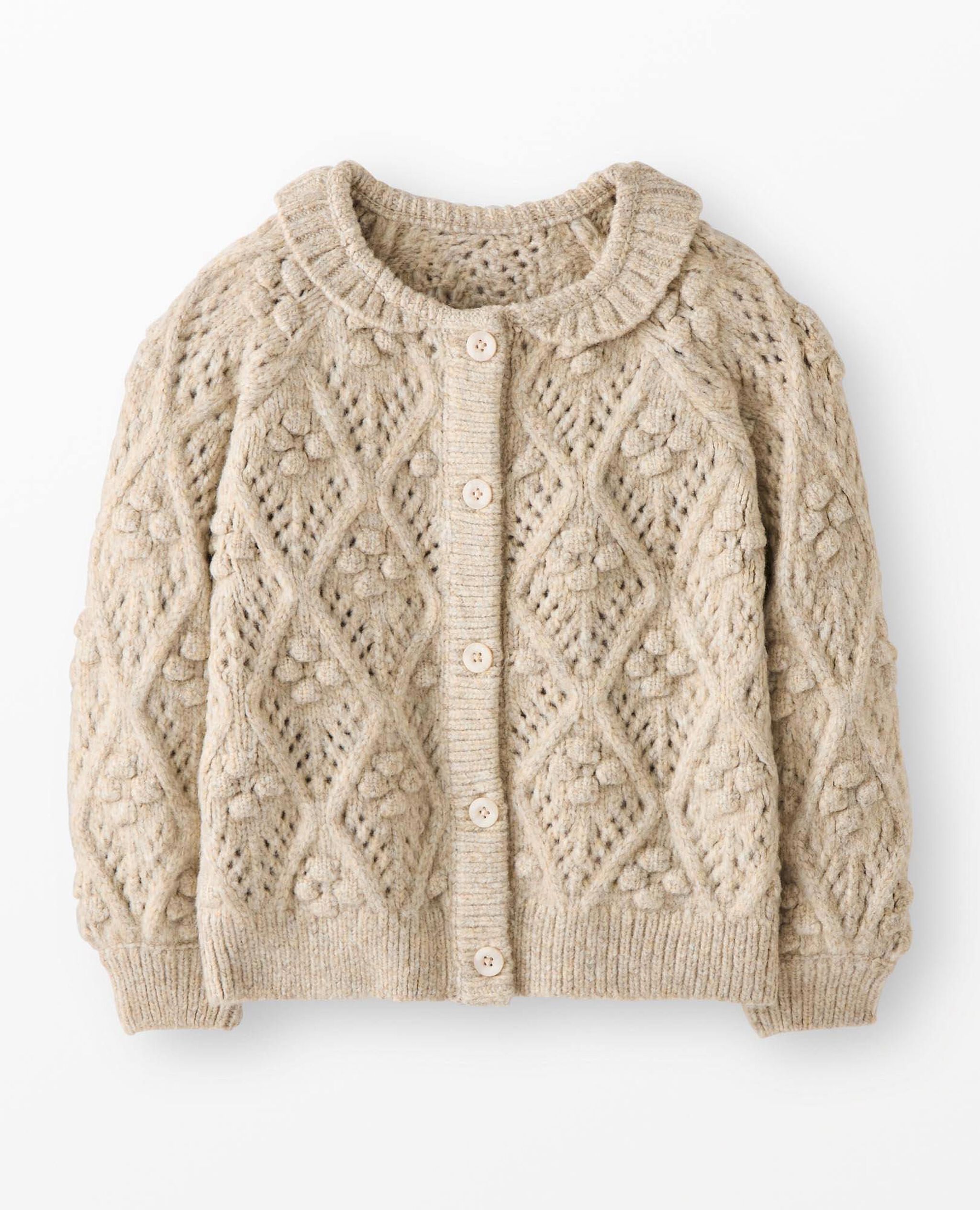 Textured Cable Cardigan in Oat Heather - main