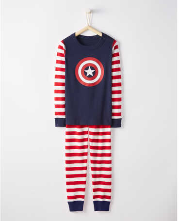 Marvel Captain America Long John Pajamas In Organic Cotton