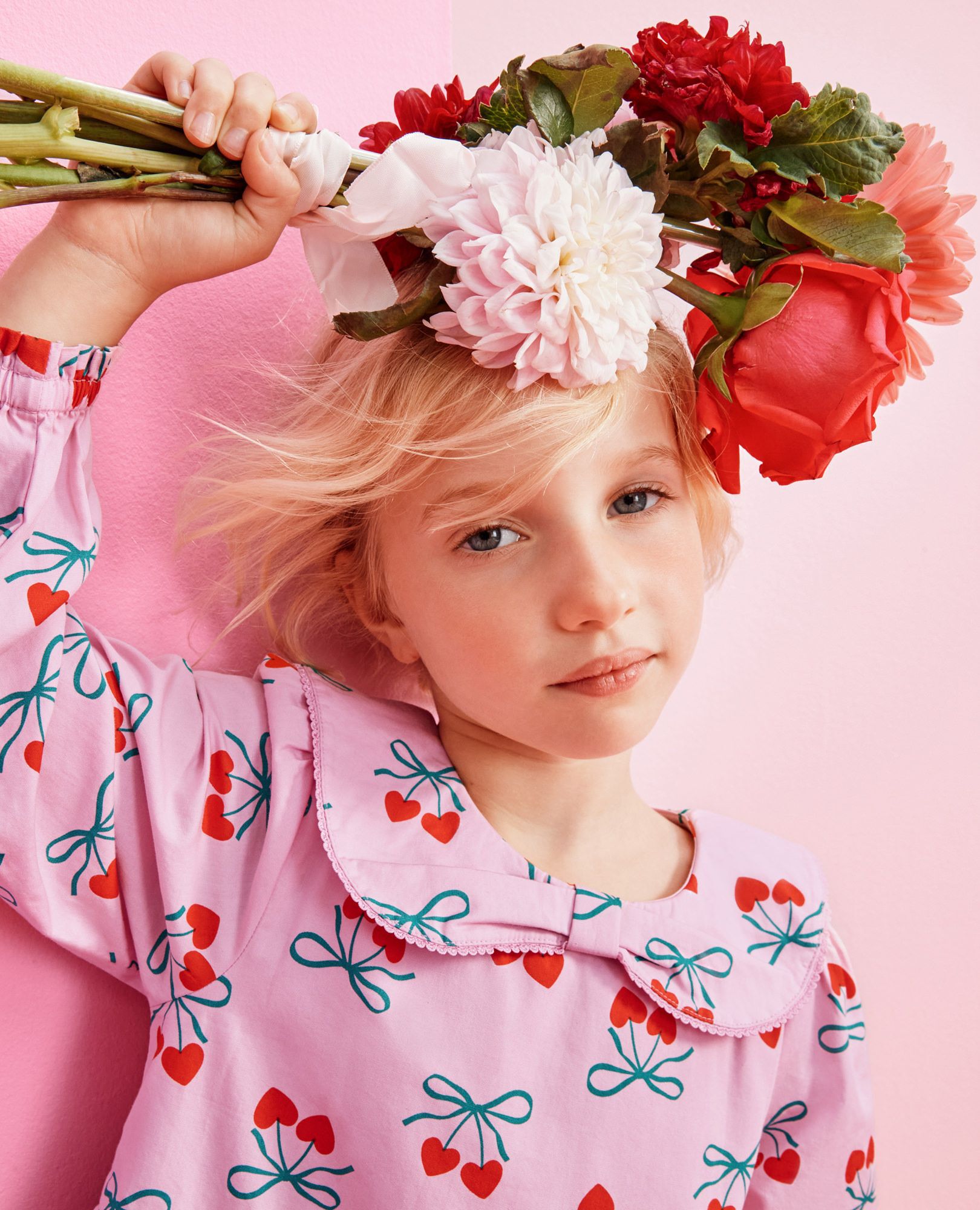 Long Sleeve Poplin Bow Collar Dress in Two of a Kind - main