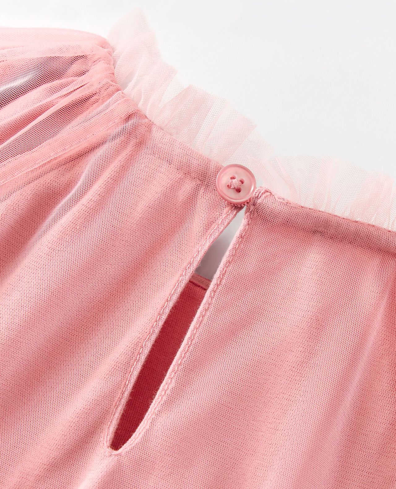 Baby Bubble Sleeve Tulle Ruffle Dress in Pink - main
