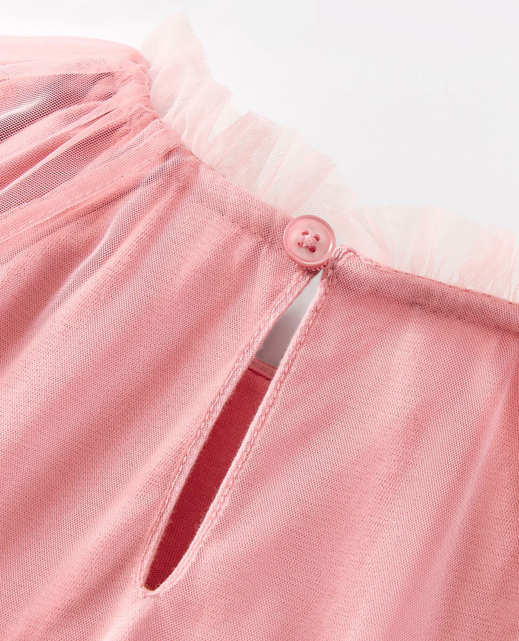Baby Bubble Sleeve Tulle Ruffle Dress in Pink - main