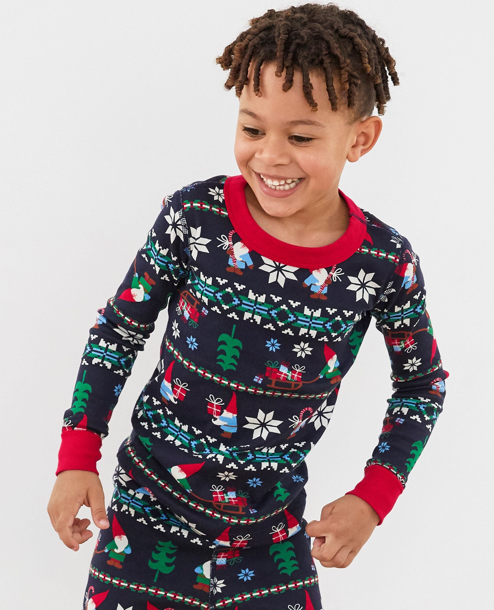 Gnome Sweet Kids Holiday Long John Pajama Set in 100 Cotton Little Girls Boys Size 6 7 by Hanna Andersson