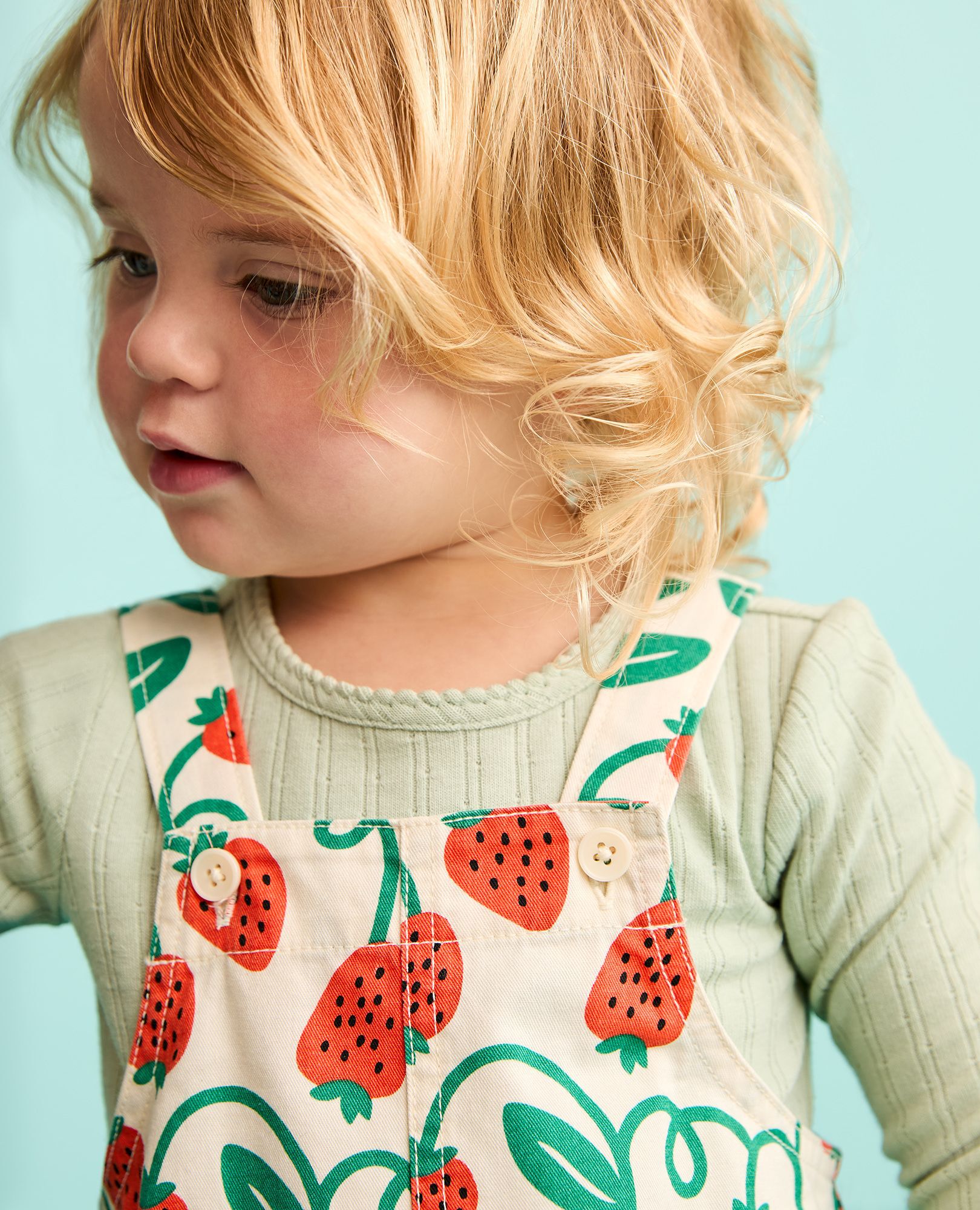 Baby Twill Overalls in Strawberry Season - main