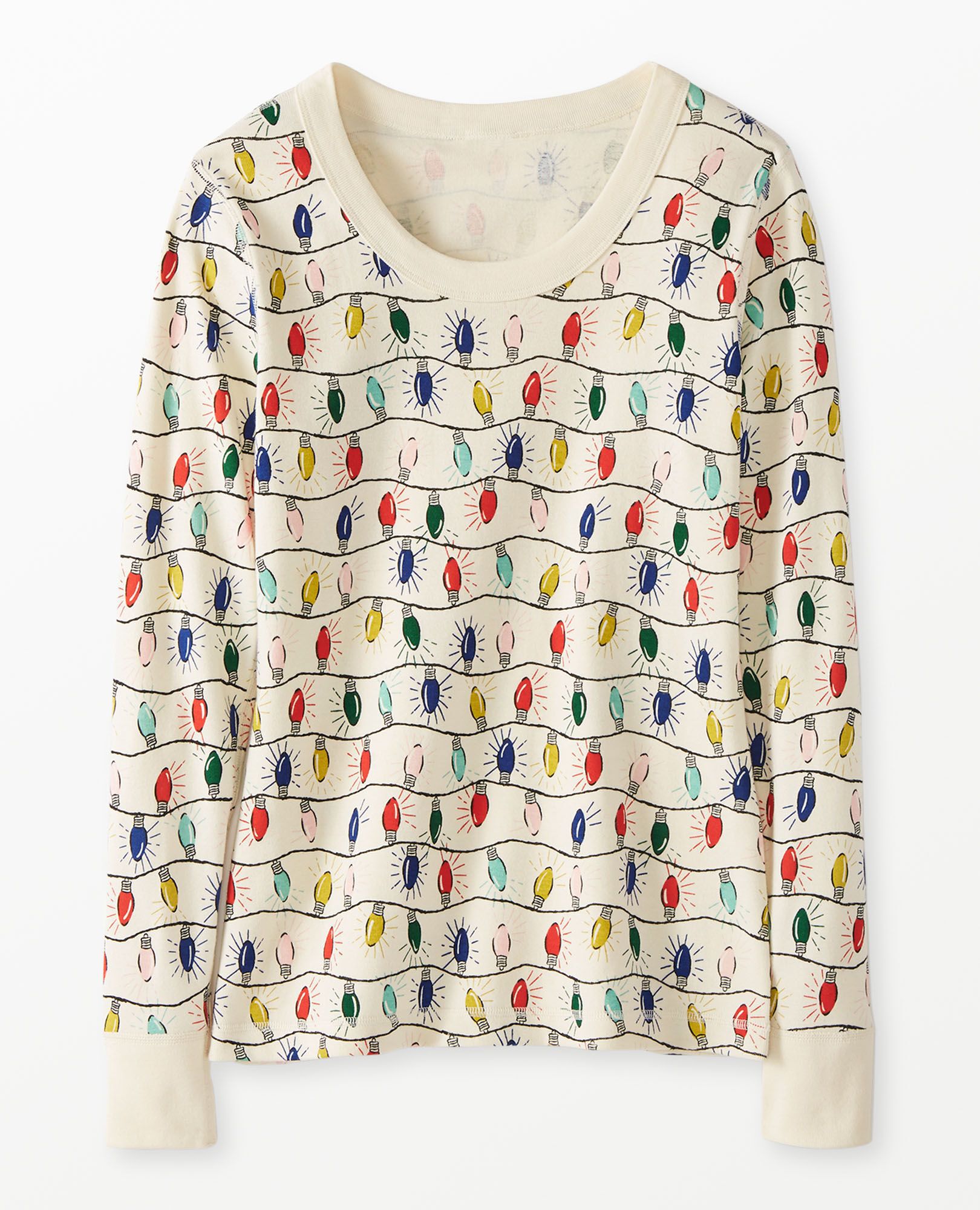 Women's Holiday Long John Pajama Top in Bright Bulbs - main