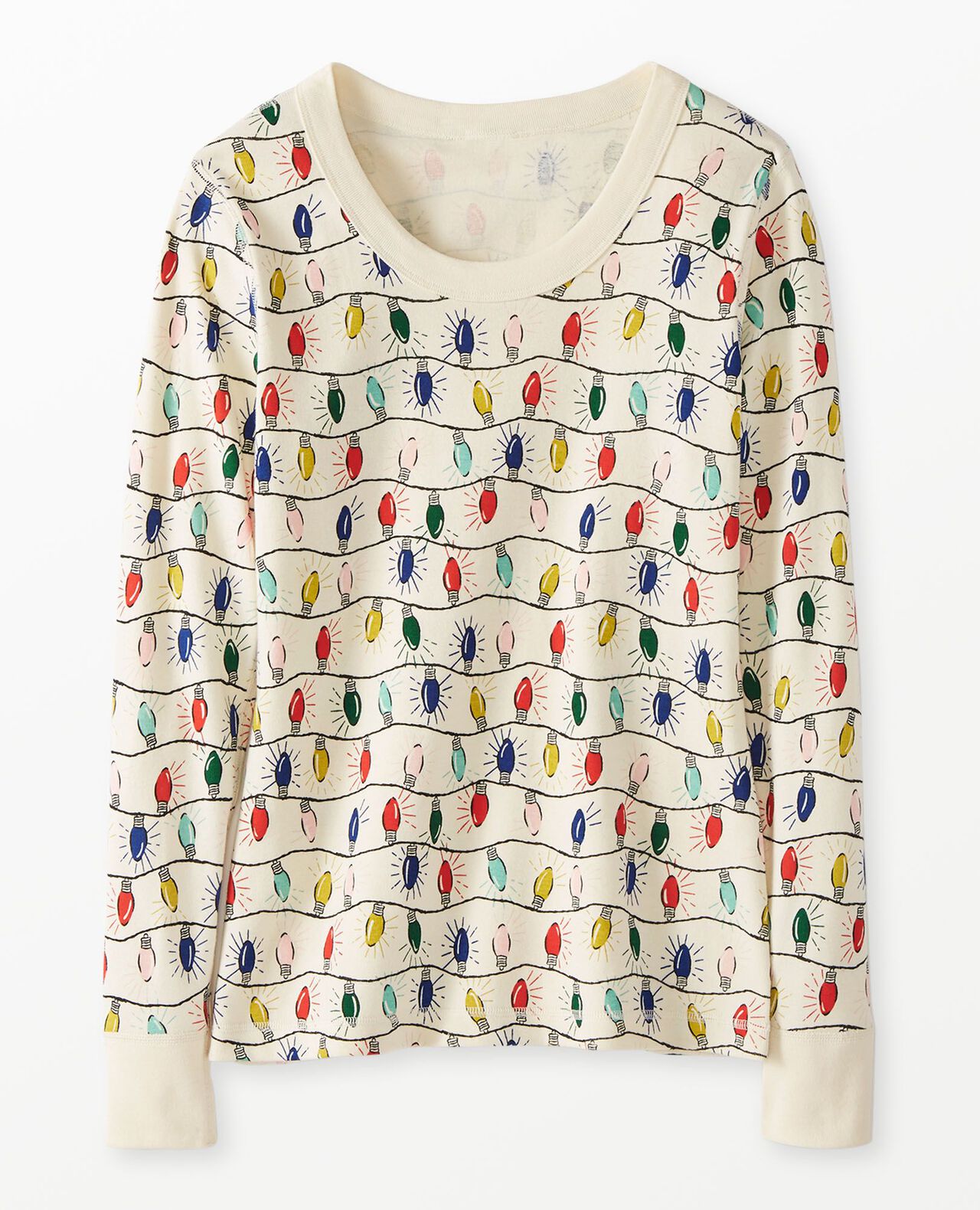 Women's Holiday Long John Pajama Top in Bright Bulbs - main