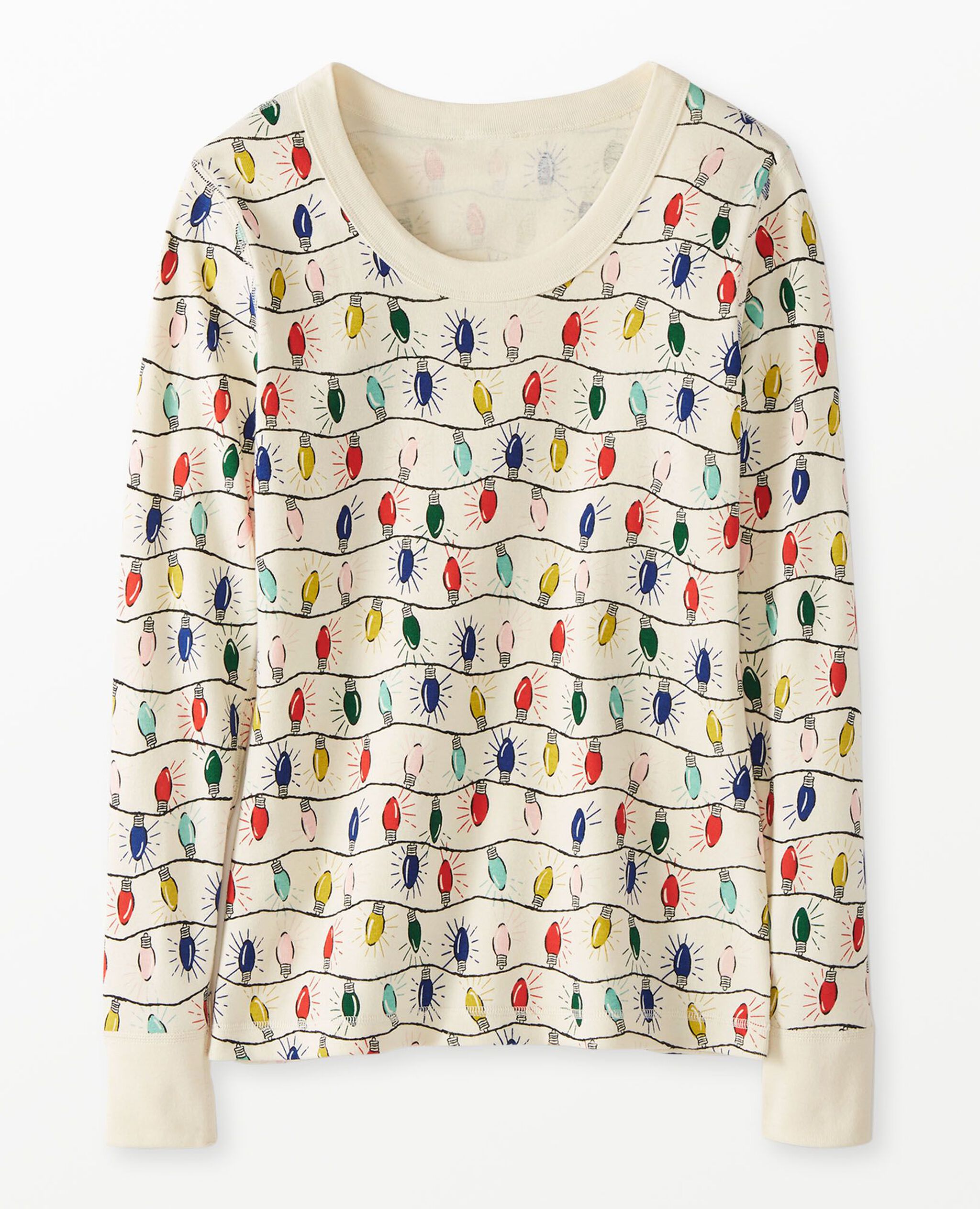 Women's Holiday Long John Pajama Top in Bright Bulbs - main