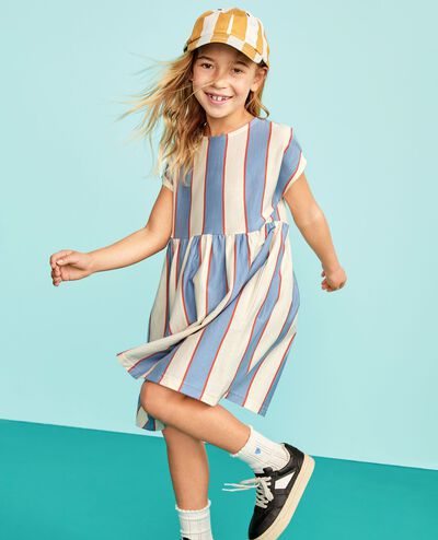 Dolman Sleeve Dress with Pockets in Forever Blue/Ecru - main