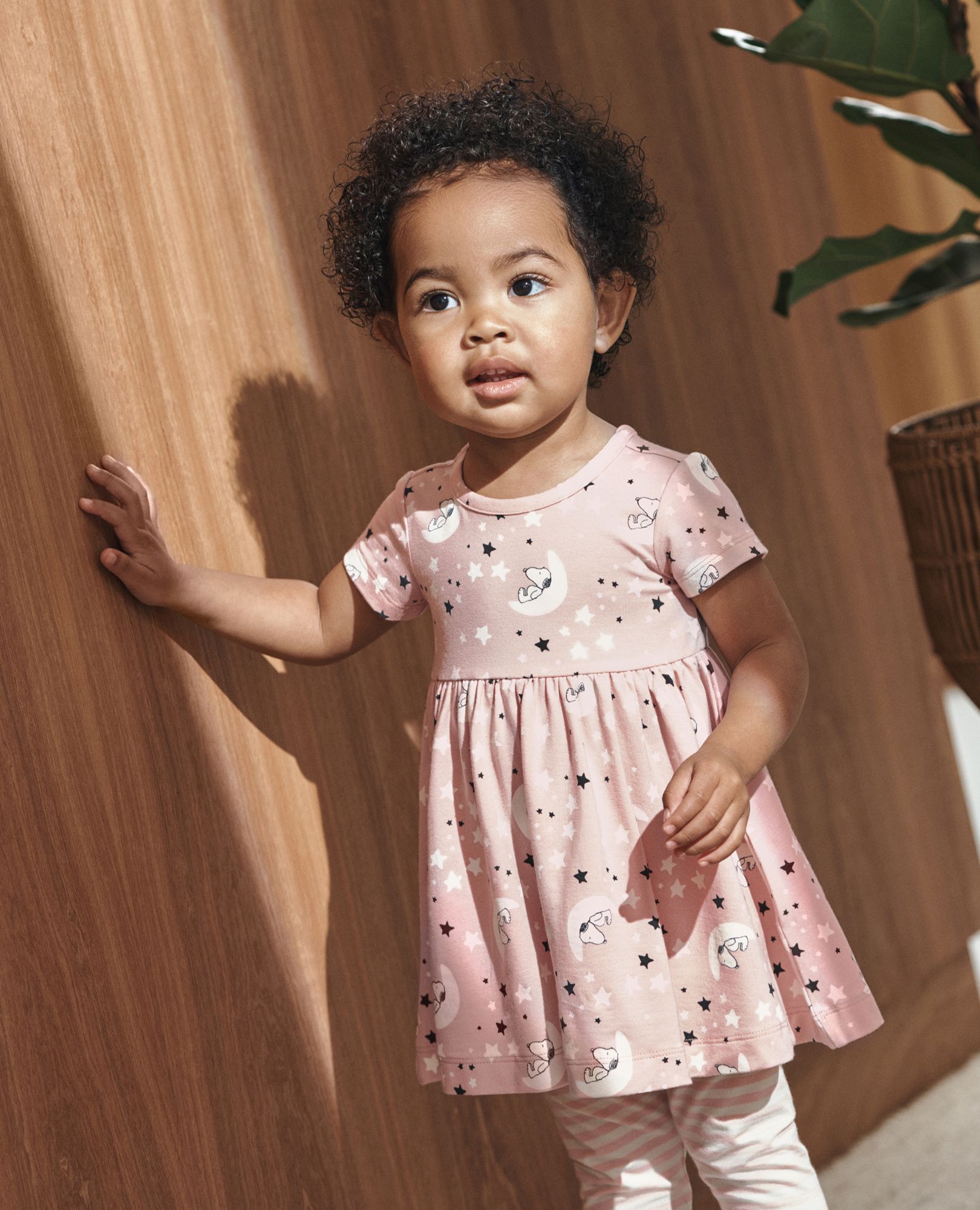 Baby Peanuts Dress & Leggings Set in HannaSoft™ in Snoopy Layette Pink - main