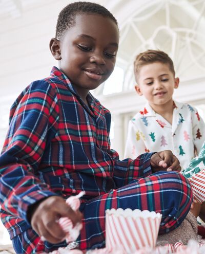 Holiday Flannel Pajama Set in Navy Plaid - main