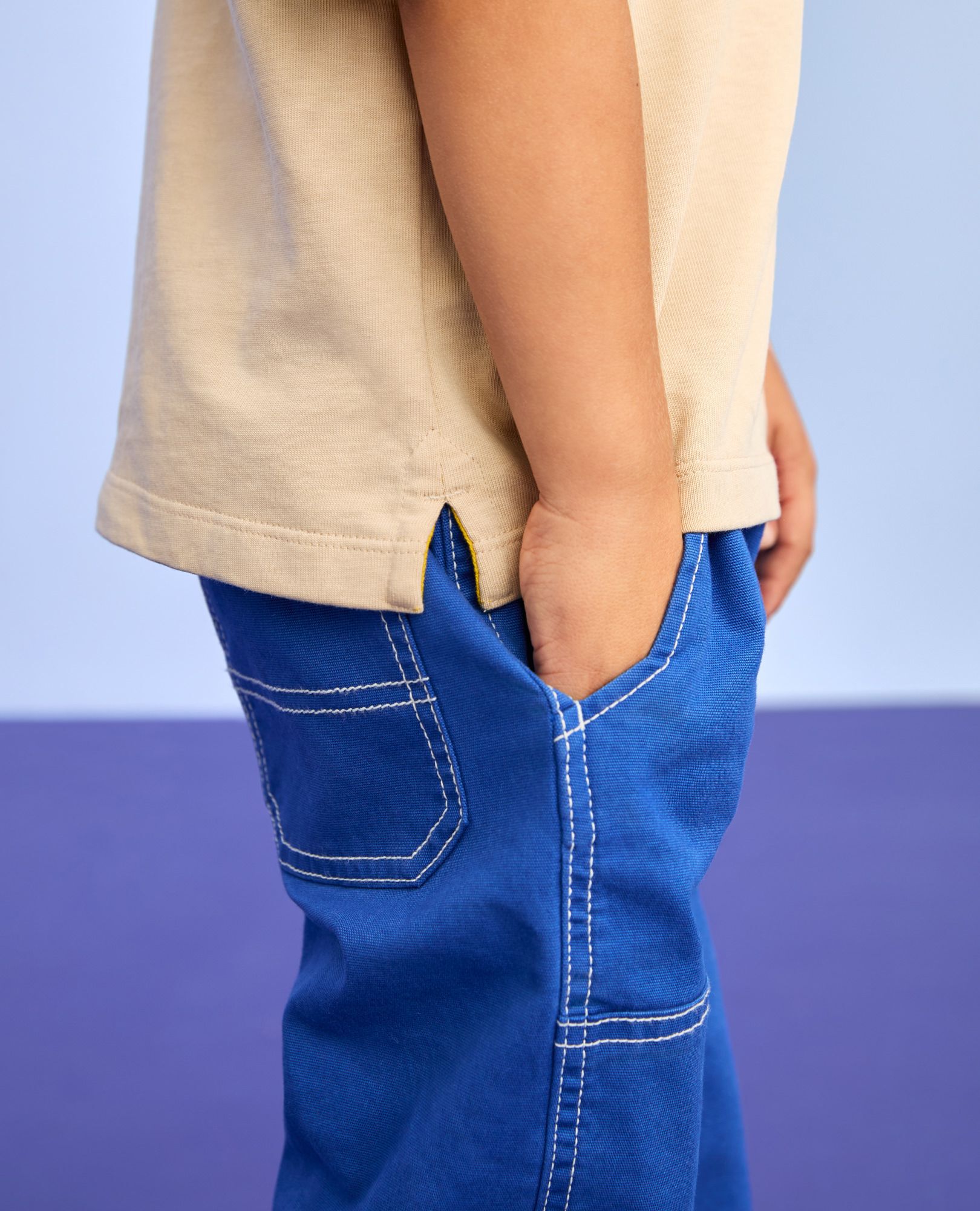 Loose Fit Canvas Carpenter Pants in Happy Blue - main