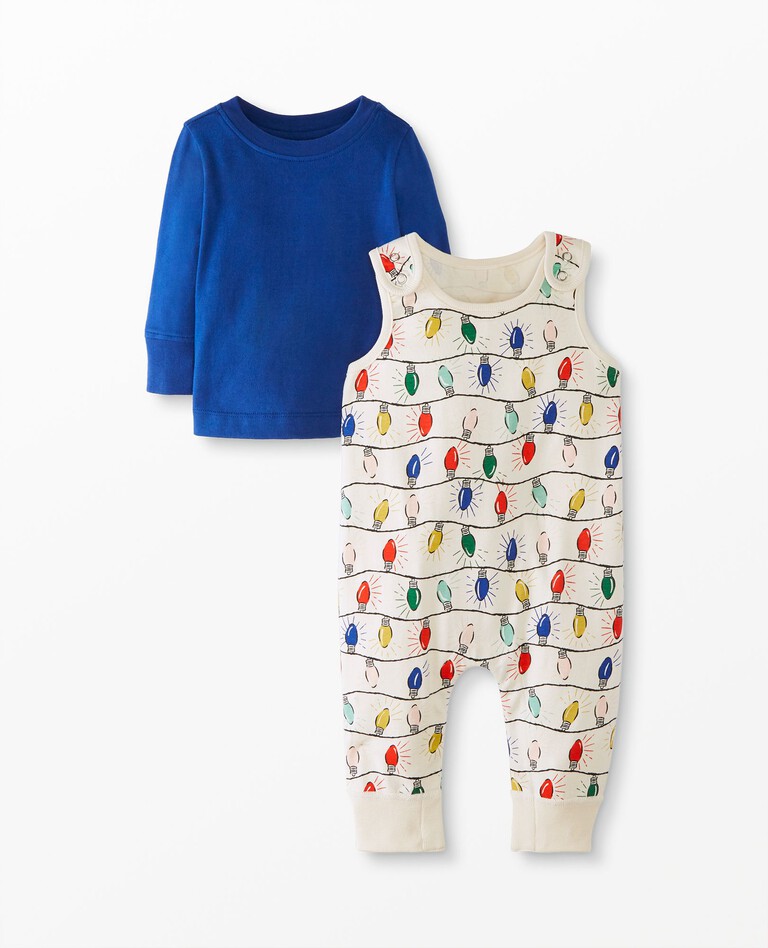 Baby Overall & Tee Set In Cotton Jersey in Bright Bulbs - main