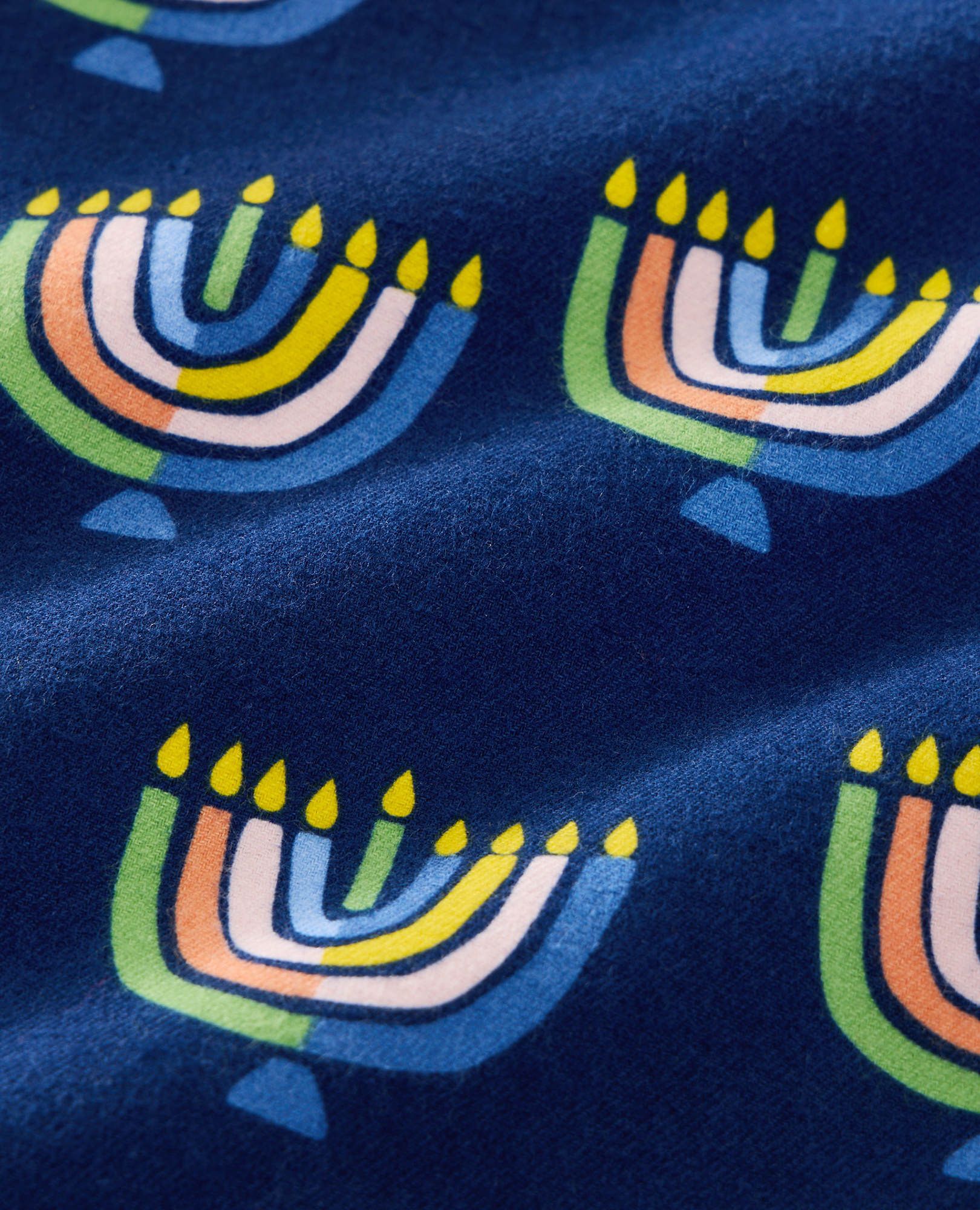 Adult Holiday Flannel Pajama Top in Multi Menorahs - main