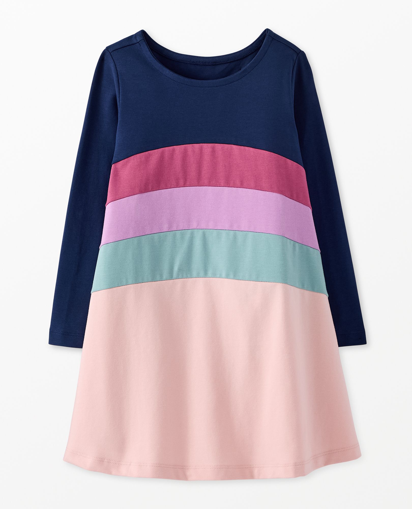 Long Sleeve Colorblock Swing Dress