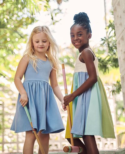 Sleeveless Smocked Rainbow Dress with Pockets in Rainbow - main