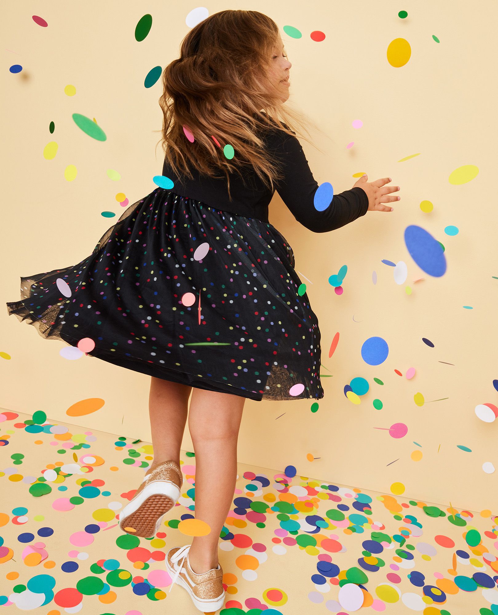 Long Sleeve Print Tulle Dress