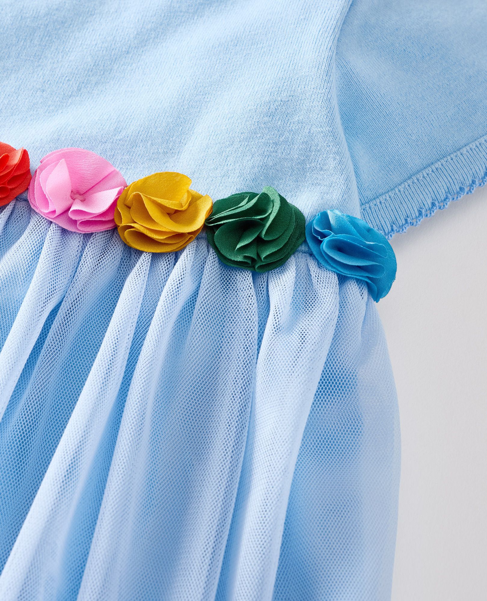 Baby Tulle Flower Waistband Dress in Blue Bell - main
