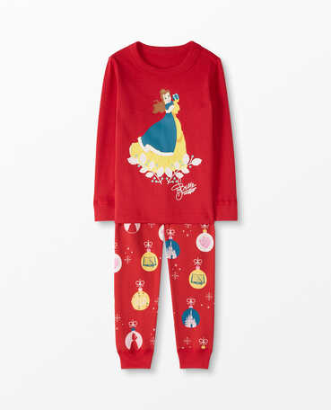 Disney Princess Holiday Long John Pajamas In Organic Cotton
