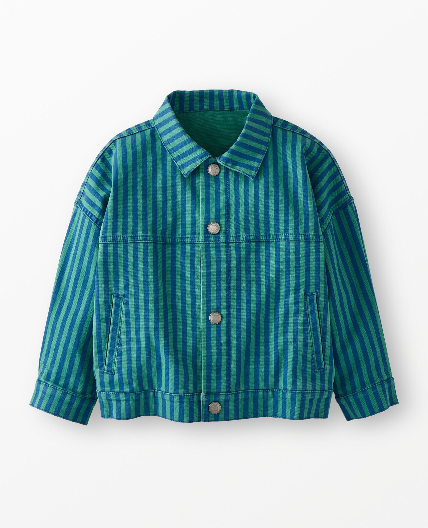 Oversized Canvas Jacket in Happy Blue/Bottle Green - main