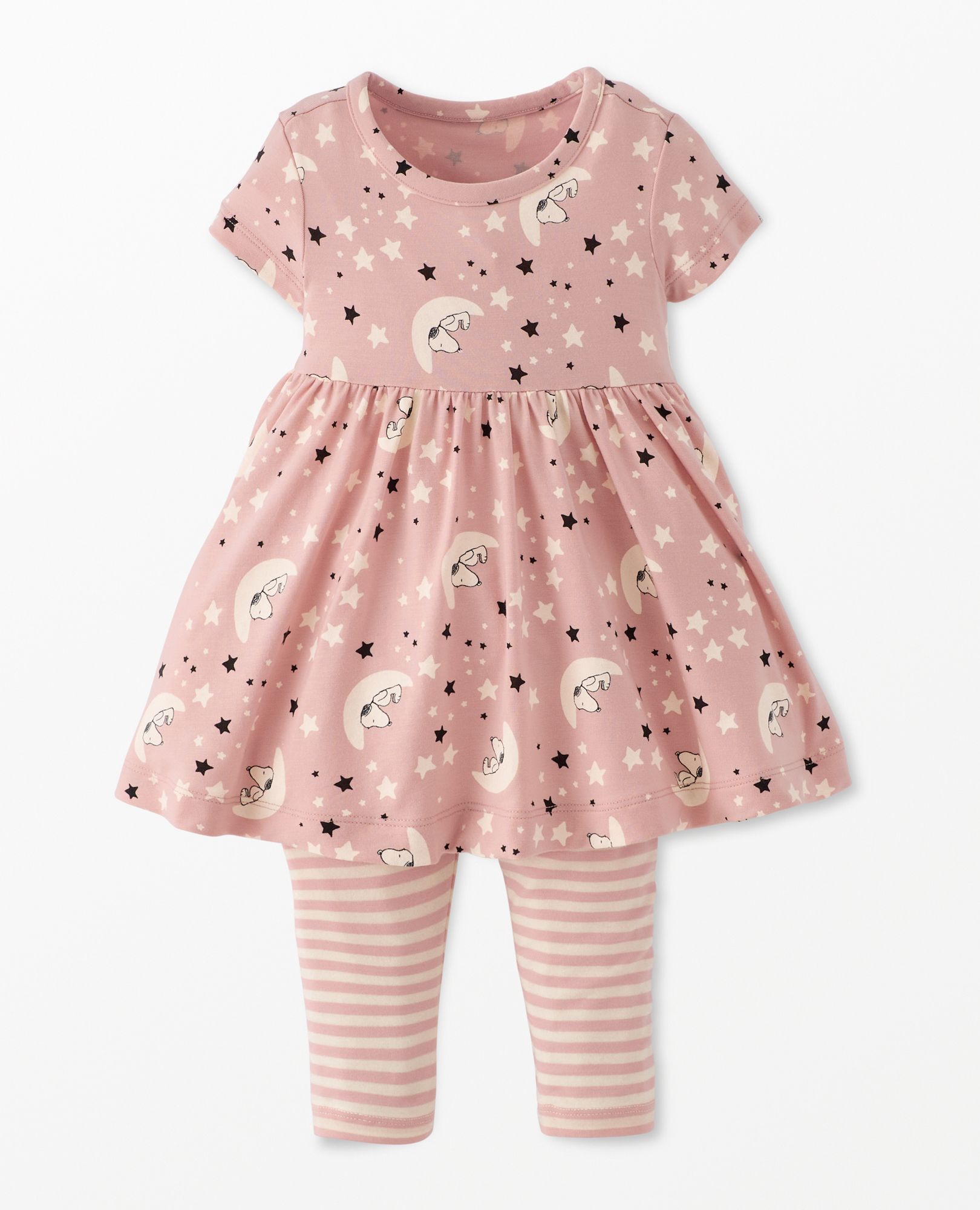 Baby Peanuts Dress & Leggings Set in HannaSoft™ in Snoopy Layette Pink - main