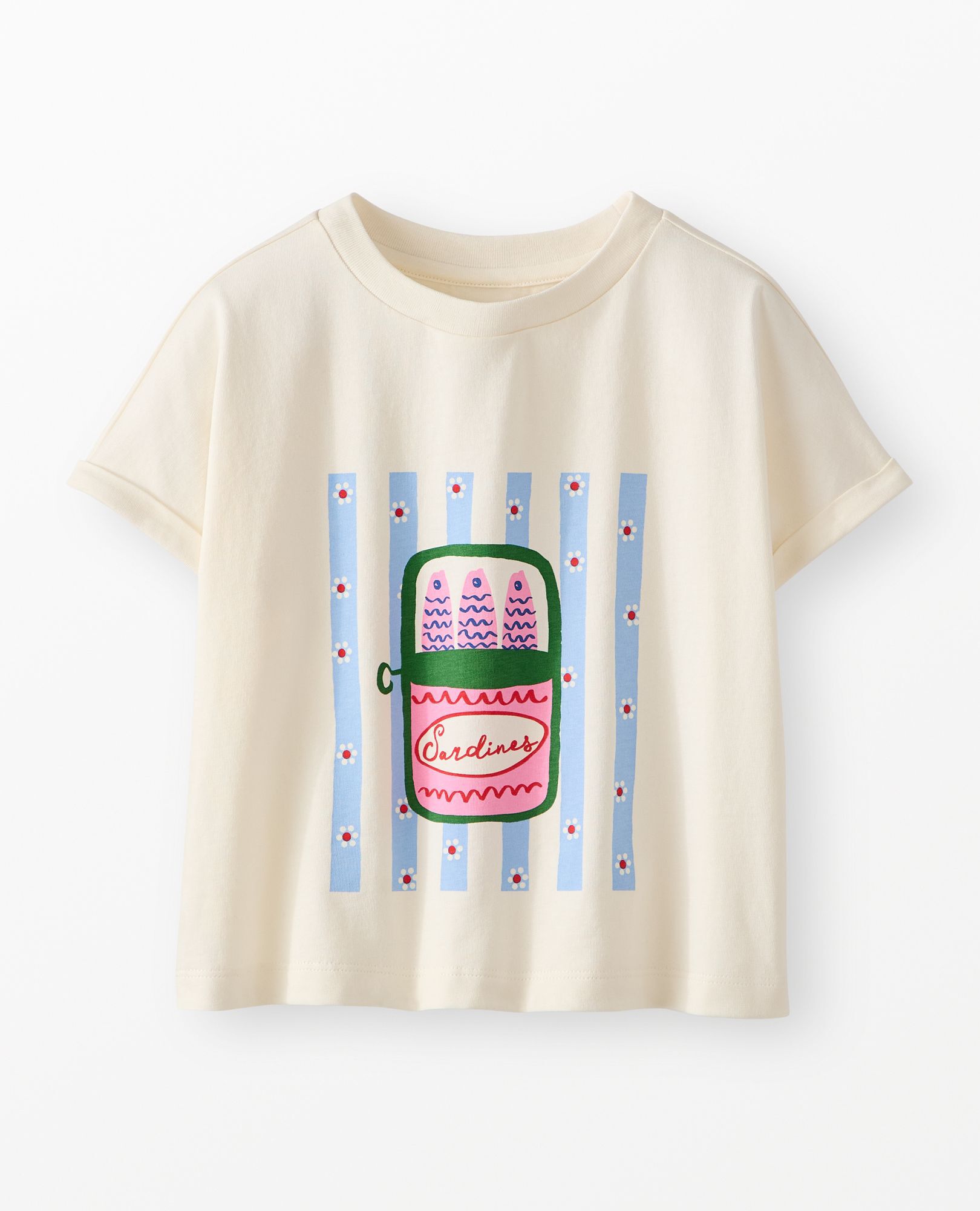 Oversized Dolman Sleeve Graphic T-Shirt in Sardines - main