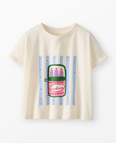 Oversized Dolman Sleeve Graphic T-Shirt in Sardines - main