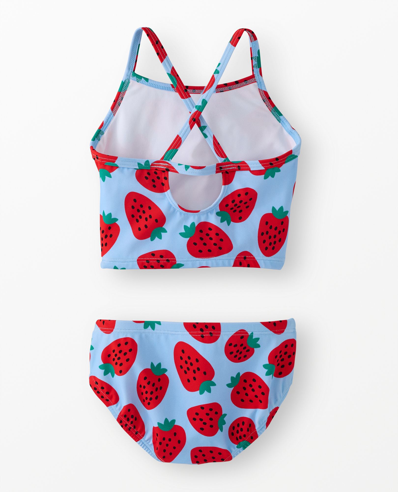 Two-Piece Swimsuit in Strawberry Sweetness on Blue - main