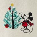Adult Disney Mickey Mouse Holiday Flannel Pajama Top in Christmas Mickey on Ecru - swatch